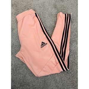 Adidas Women Pink Track Pants Athletic Side Stripe Zippers Size X-Small